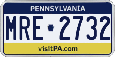 PA license plate MRE2732