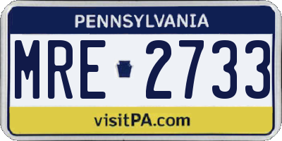 PA license plate MRE2733