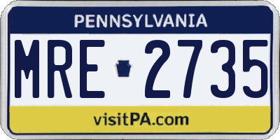 PA license plate MRE2735