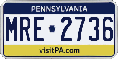 PA license plate MRE2736