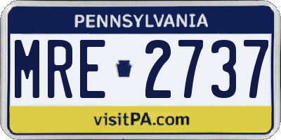 PA license plate MRE2737