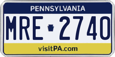 PA license plate MRE2740