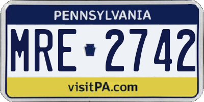 PA license plate MRE2742