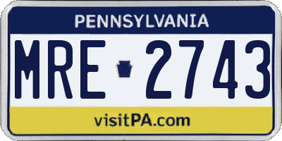 PA license plate MRE2743