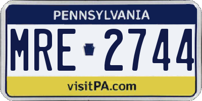 PA license plate MRE2744