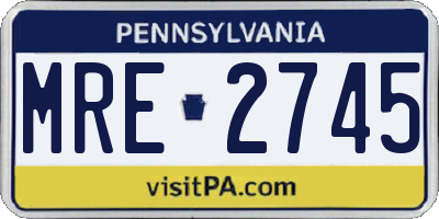 PA license plate MRE2745