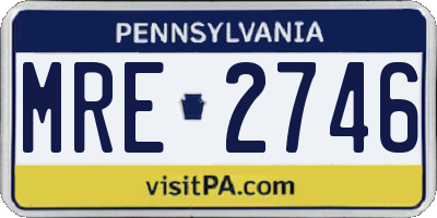 PA license plate MRE2746
