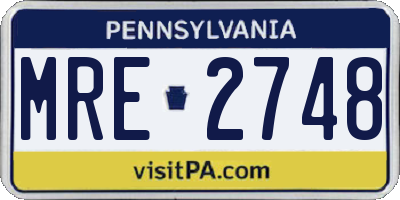 PA license plate MRE2748