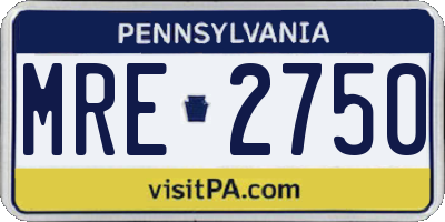 PA license plate MRE2750