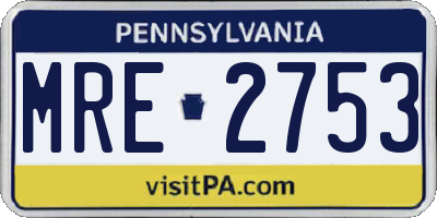 PA license plate MRE2753
