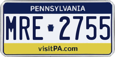 PA license plate MRE2755