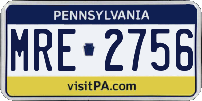 PA license plate MRE2756