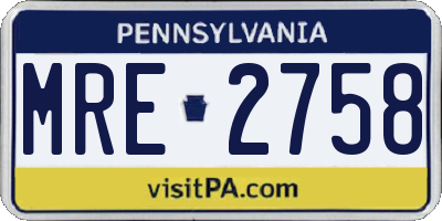 PA license plate MRE2758