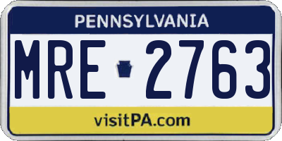 PA license plate MRE2763