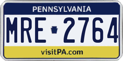 PA license plate MRE2764