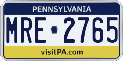 PA license plate MRE2765