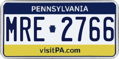 PA license plate MRE2766