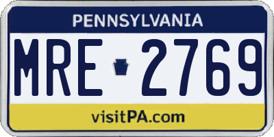 PA license plate MRE2769