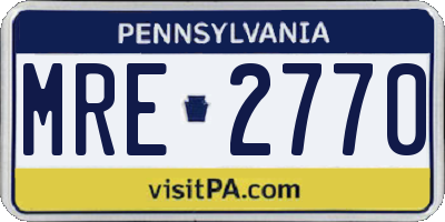 PA license plate MRE2770