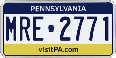 PA license plate MRE2771