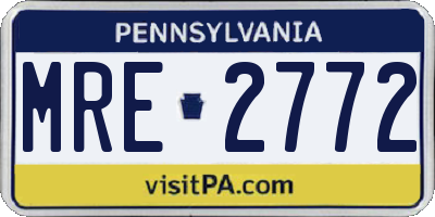 PA license plate MRE2772