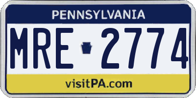 PA license plate MRE2774