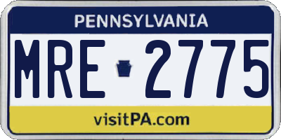PA license plate MRE2775