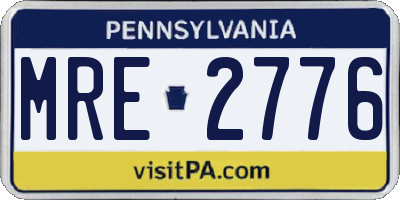PA license plate MRE2776