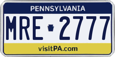 PA license plate MRE2777