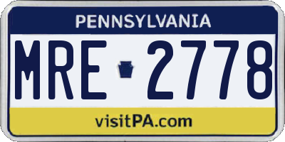 PA license plate MRE2778