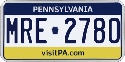 PA license plate MRE2780