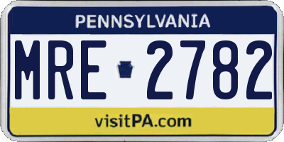PA license plate MRE2782