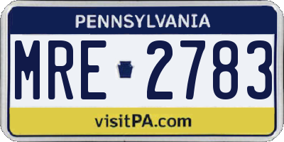 PA license plate MRE2783