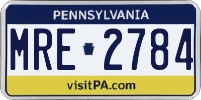 PA license plate MRE2784