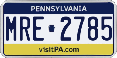 PA license plate MRE2785