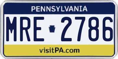 PA license plate MRE2786