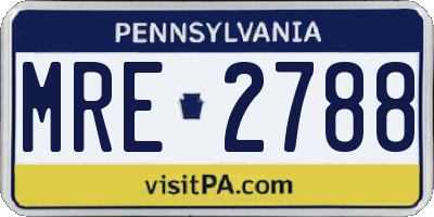 PA license plate MRE2788