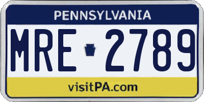 PA license plate MRE2789