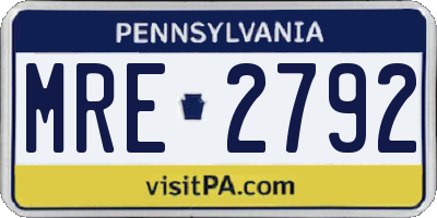 PA license plate MRE2792