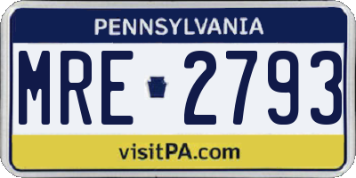 PA license plate MRE2793