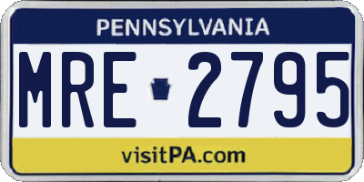 PA license plate MRE2795