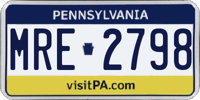 PA license plate MRE2798