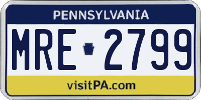 PA license plate MRE2799