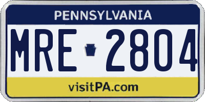 PA license plate MRE2804