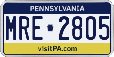 PA license plate MRE2805