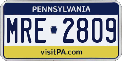 PA license plate MRE2809