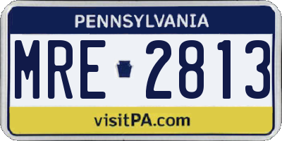 PA license plate MRE2813