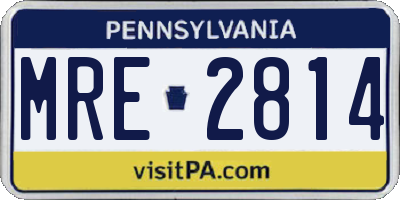 PA license plate MRE2814