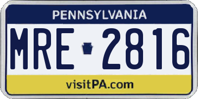 PA license plate MRE2816