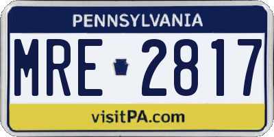 PA license plate MRE2817
